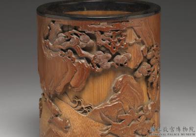 图片[2]-Carved bamboo brush holder depicting a hunting scene, Qing dynasty (1644-1911)-China Archive